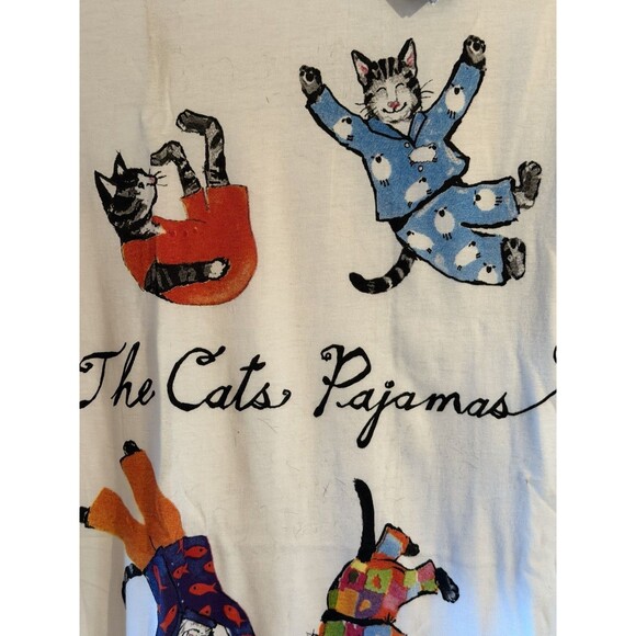 Hatley OSFA The Cat's Pajamas Cream Short Sleep Shirt NWT - Picture 4 of 9